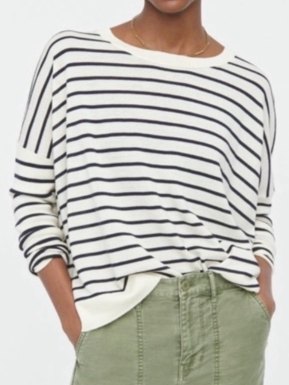 J. Crew Striped Merino Wool Sweater Oversized Crew Neck Beach Preppy Coastal. 21